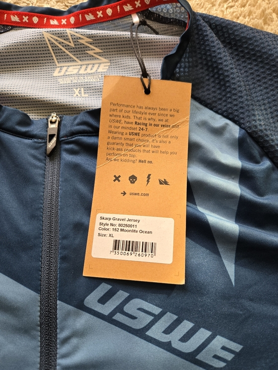 USWE Skarp Gravel Jersey Mens XL Full Zip Cycling Moonlite Ocean - Picture 3 of 12